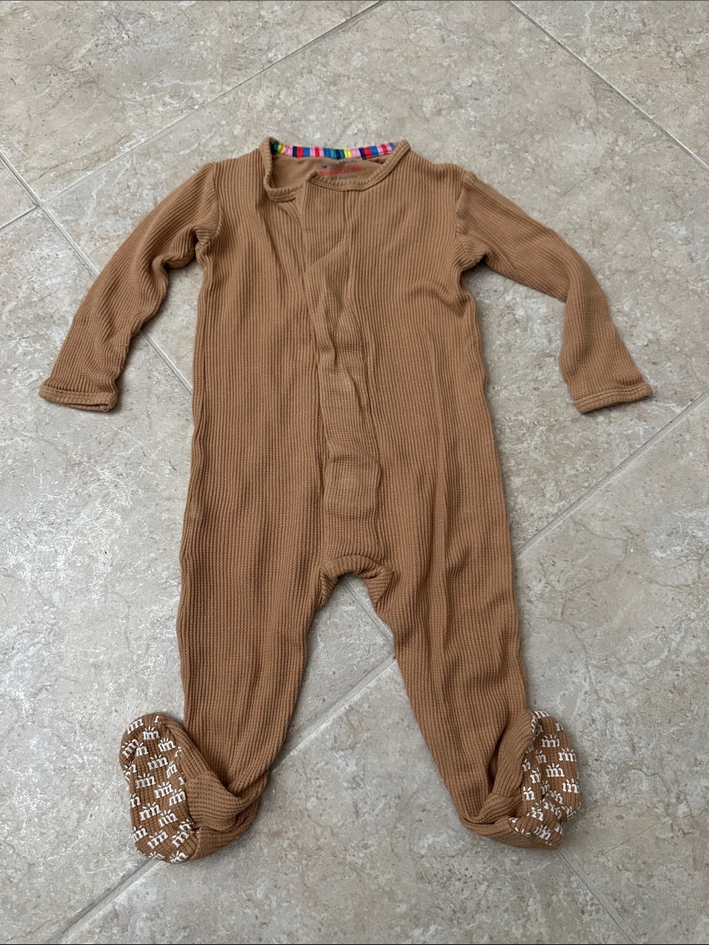 Magnetic Me Ribbed Brown Footed One-Piece